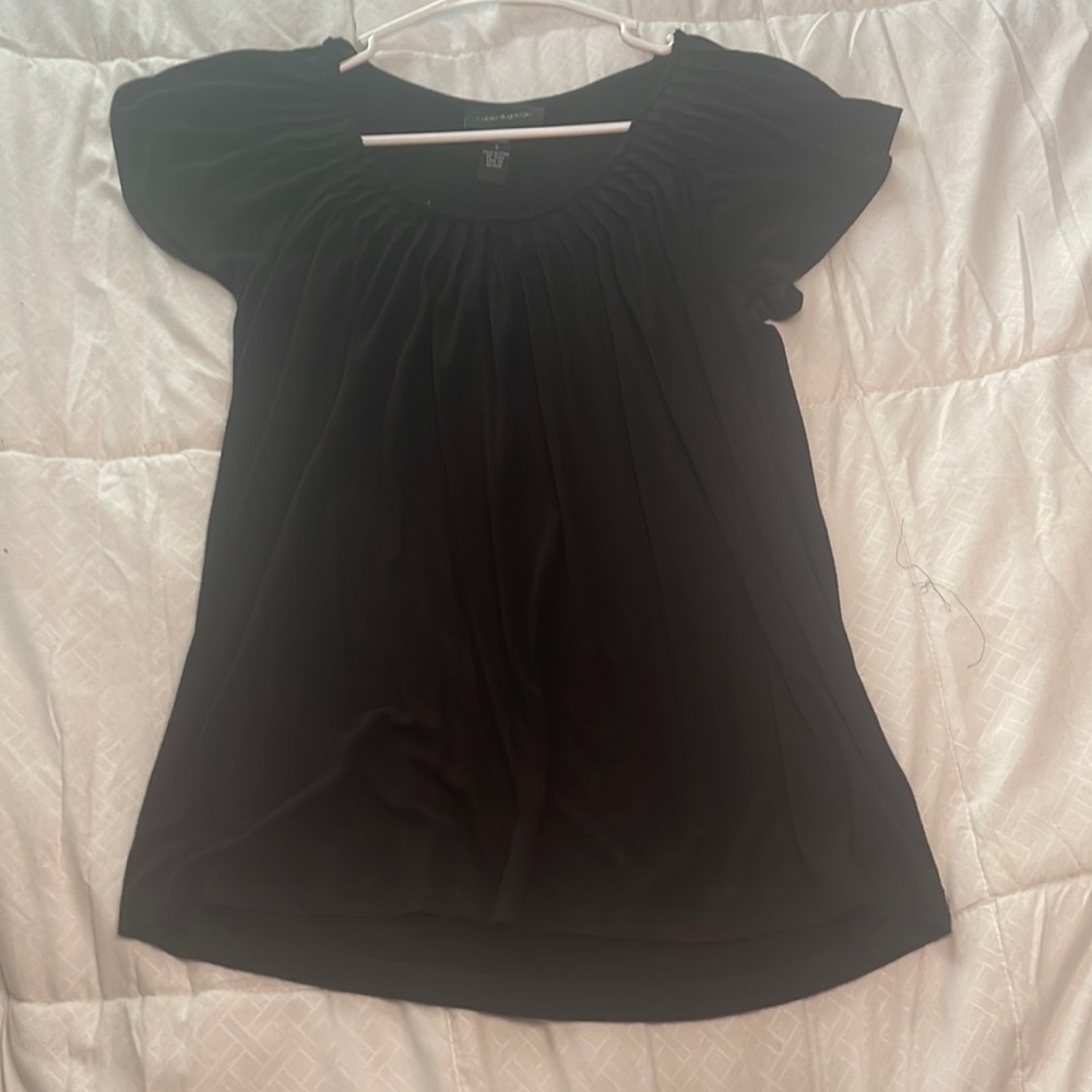 Black shirt with ruffled neckline